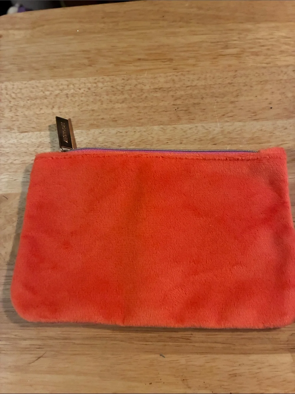ipsy Pink and Red Faux Fur Colorblock Cosmetic Pouch